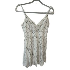 TRIXXI White With Black Polka Dot Spaghetti Strap Dress Size S